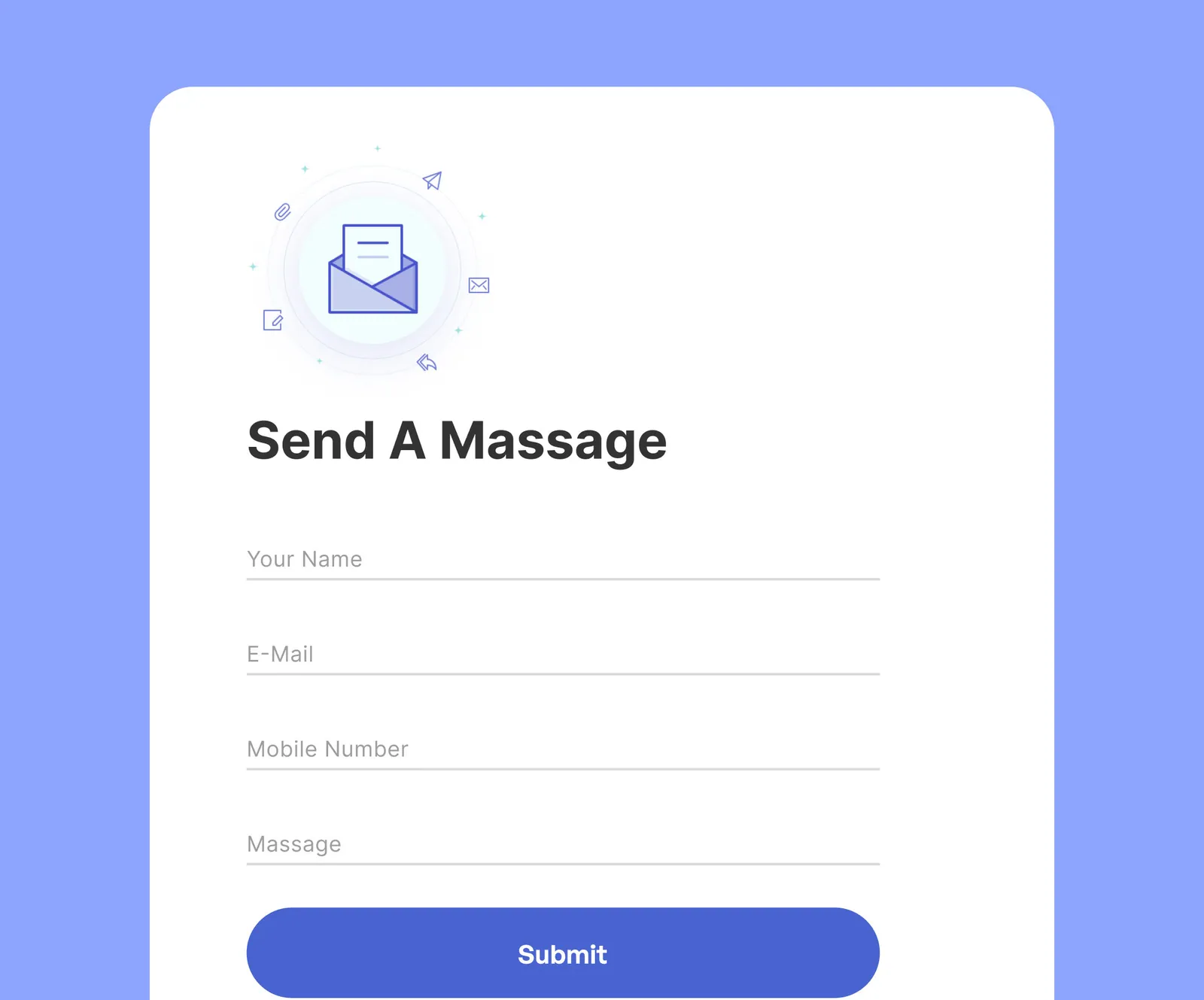 Contact form for sending a service enquiry