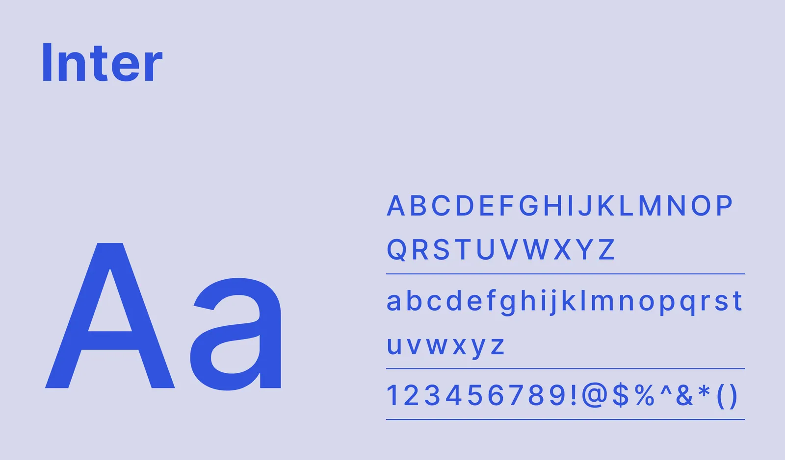 Inter typography with uppercase, lowercase, numerals, and symbols