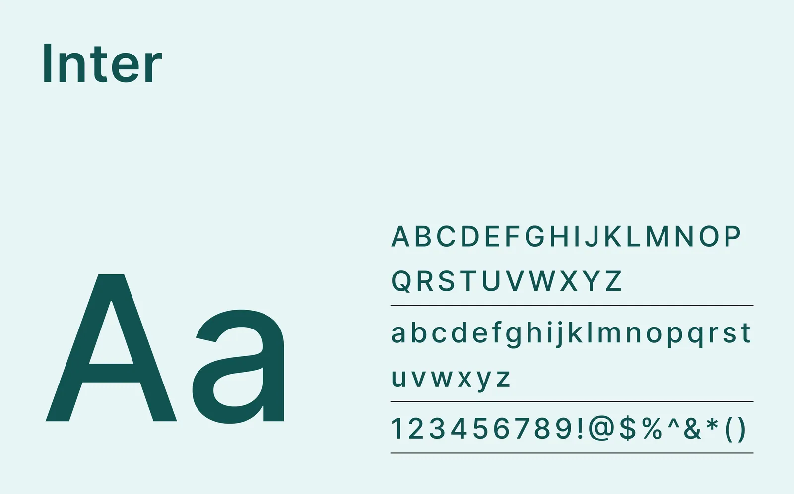 Inter typeface with uppercase, lowercase, numerals, and symbols