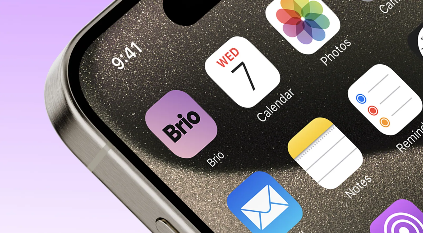 Brio app icon on a phone home screen