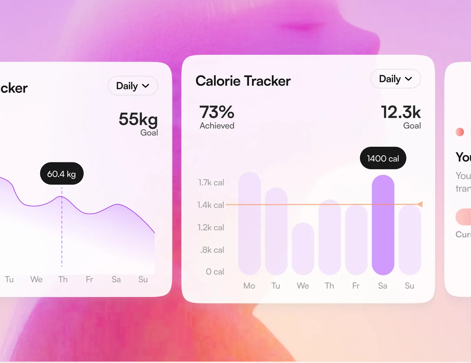 Brio AI weight and calorie tracking dashboards