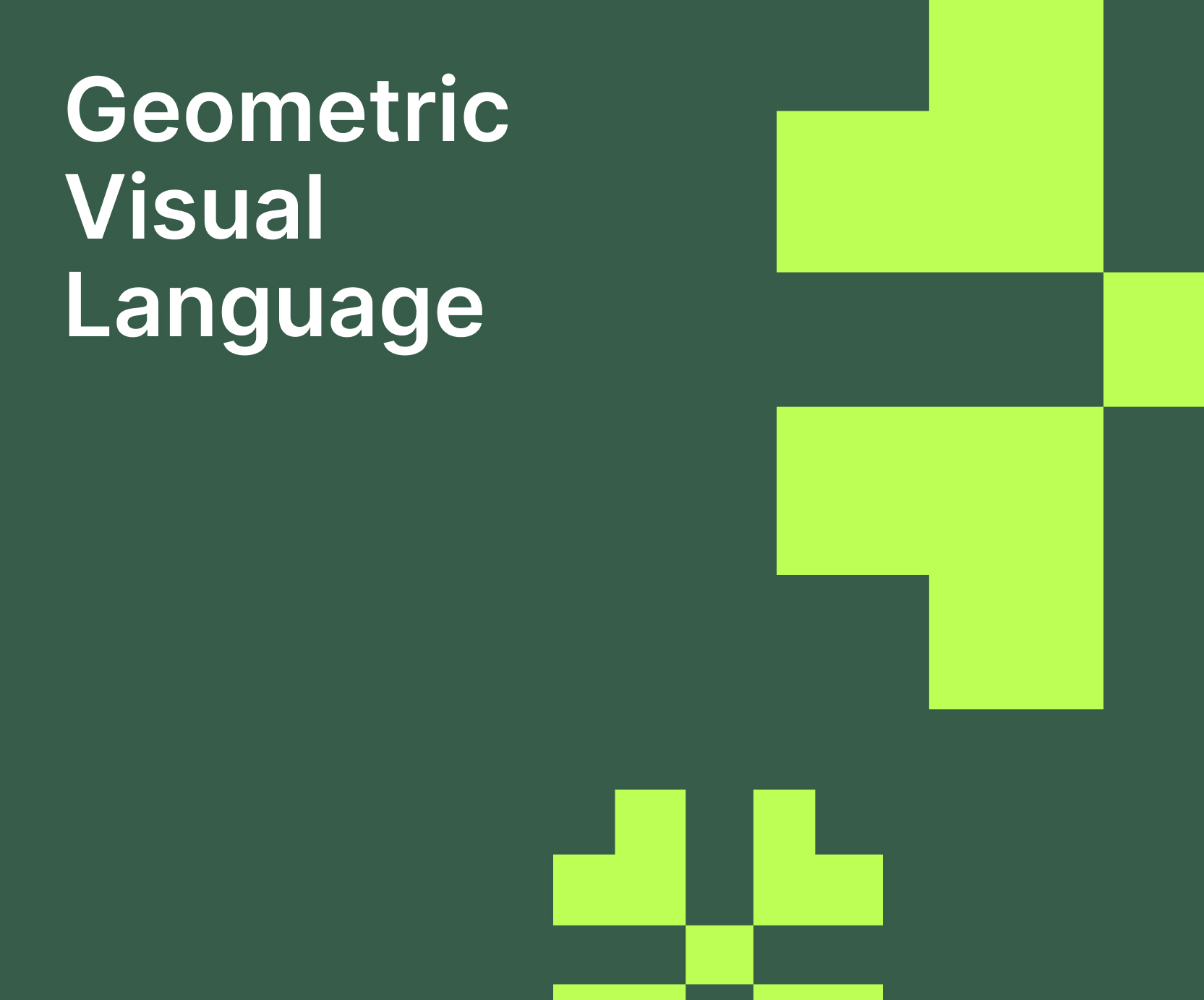 Geometric visual language in forest green and lime
