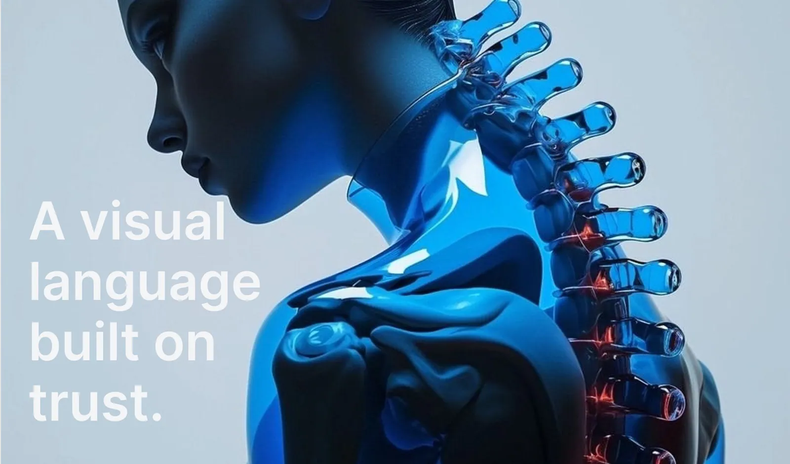 A visual language built on trust: blue anatomical imagery