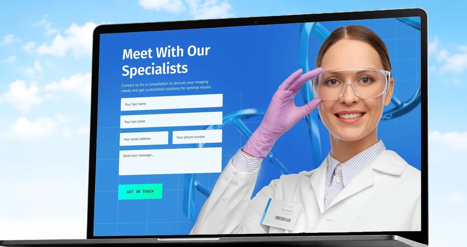 Meet with our specialists: consultation form on a laptop
