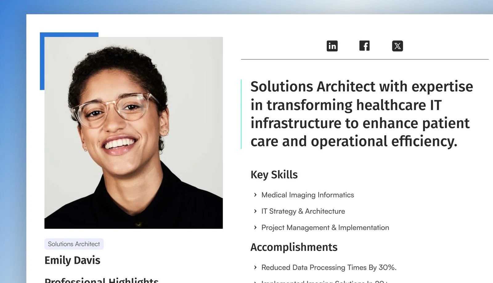 Konfidi Health solutions architect profile